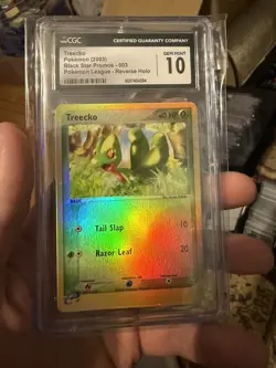 CGC 10 Treecko Reverse Holo #003 Black Star Promo Pokemon League 2003 *scuffs* - Image 1