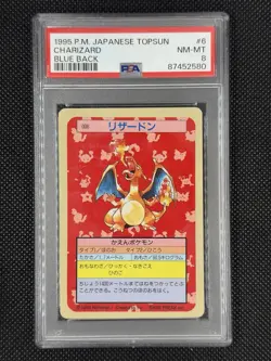 PSA8 Pokemon Japanese Charizard Blue Back 1997 Topsun #6 - Image 1