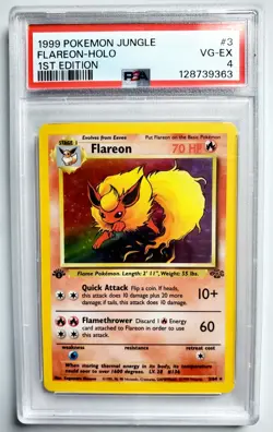 1st Edition Flareon #3 1999 Pokemon Jungle First Holo PSA 4 VG-EX WOTC Eevee Evo - Image 2