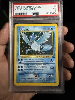 1999 Pokemon Fossil, Articuno-Holo #02/62, PSA 7 - Image 1