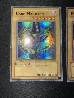 Vintage Yu-Gi-Oh! Lot of 3 cards (DDS) Dark Magician (LOB 1st Edition) Red-Eyes - Image 2