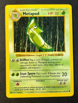 Metapod 54/102 Shadowless Base Set - WOTC Pokemon Card G Pack Fresh - Image 1
