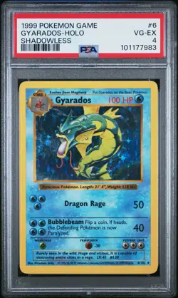 1999 POKEMON BASE SET SHADOWLESS #6 GYARADOS-HOLO PSA 4 - Image 1
