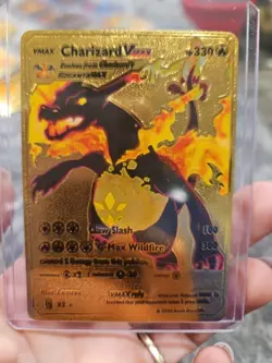 Charizard Vmax Premium Gold Foil Fan Art Vinyl Textured Collector Pokemon Card - Image 1