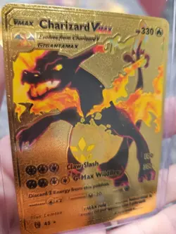 Charizard Vmax Premium Gold Foil Fan Art Vinyl Textured Collector Pokemon Card - Image 3