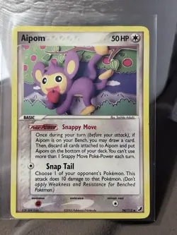 Vintage 2005 Pokemon TCG Aipom 34/115 Regular Unseen Forces - Image 1
