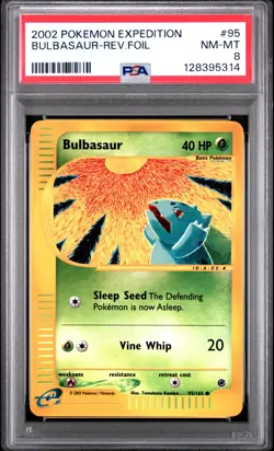 2002 POKEMON EXPEDITION #95 BULBASAUR-REVERSE FOIL PSA 8 - Image 1