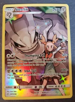 Pokemon TCG Steelix Sun & Moon - Cosmic Eclipse 247/236 Holo Secret Rare NM - Image 1