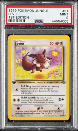 1999 POKEMON JUNGLE 1ST ED #51 EEVEE PSA 9 - Image 1