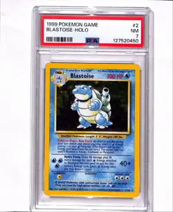 1999 Pokemon Base Unlimited Blastoise - Holo . #2 PSA 7 - Image 1
