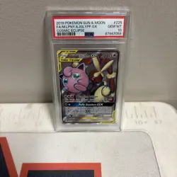 2019 POKEMON COSMIC ECLIPSE #225 FULL ART/MEGA LOPUNNY & JIGGLYPUFF GX PSA 10 - Image 2