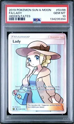 PSA 10 Lady SV86/SV94 Hidden Fates 2019 Shiny Vault Full Art Pokemon Card - Image 1