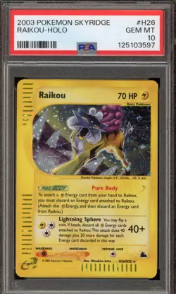 Pokemon Raikou Skyridge Holo Rare #H26 PSA 10 Gem Mint - Image 1