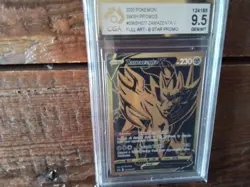Pokemon Cards promo Holo swsh077 zamazenta v sr ex graded slab card gold art b39 - Image 1