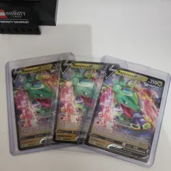 Pokemon Rayquaza V SWSH147 Promo Holo Rapid Strike TCG Card Lot of 3 cards - Image 1