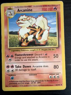 Pokemon TCG Arcanine Base Set, Unlimited Uncommon Card 23/102 - Image 1