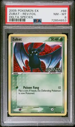 Pokemon Card Zubat 88/113 Reverse Holo EX Delta Species PSA 8 NM-MT - Image 1