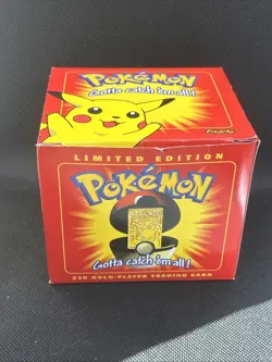 23K Gold Plated PIKACHU Trading Card 1999 Burger King Pokemon Sealed Ball - Image 1