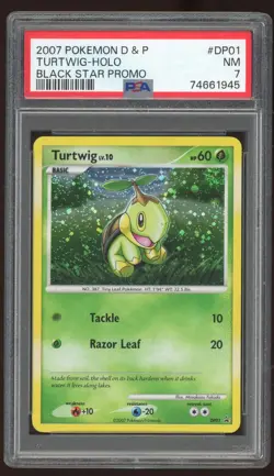 TURTWIG 2007 POKEMON DIAMOND PEARL D&P #DP01 BLACK STAR PROMO HOLO CARD PSA 7 - Image 1
