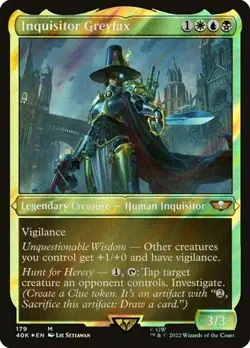 Inquisitor Greyfax - Surge Foil Etched Thick Stock Warhammer 40,000 LP MTG - Image 1