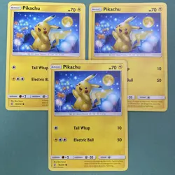 3x Pikachu #56 Pokemon Unified Minds Used Good Condition! Lot# 336 - Image 1