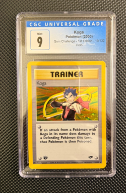 Koga Pokemon 2000 Gym Challenge 1st Edition 19/132 Holo Trainer CGC 9 MINT - Image 1
