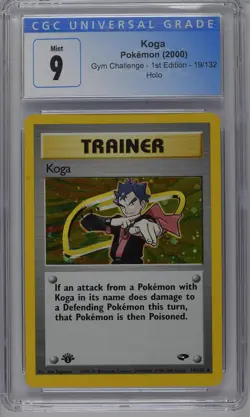 Koga Pokemon 2000 Gym Challenge 1st Edition 19/132 Holo Trainer CGC 9 MINT - Image 2