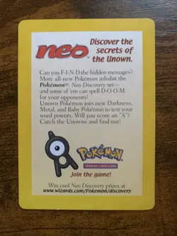 Pokemon TCG - Neo Discovery Pokemon League Ad Promo WoTC Unown Pichu NM*CCGHouse - Image 2