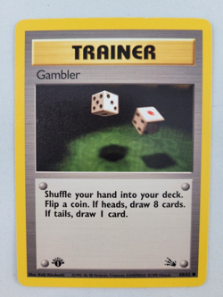 1999 Pokemon Fossil - 1st Edition - Gambler Trainer - 60/62 - NM/MT - Gradeable - Image 1
