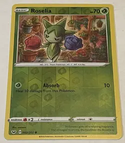 Pokemon Roselia Reverse Holo 002/202 Sword And Shield Base Pack Fresh - Image 1