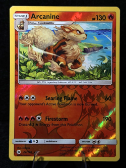 Pokemon TCG Arcanine 22/149 SM Base Set Reverse Holo NM - Image 1