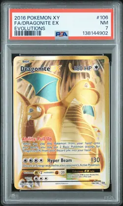 2016 Pokemon XY Evolutions Dragonite EX Full Art 106/108 PSA 9 - Image 1