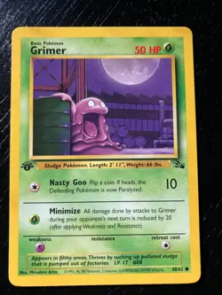 Pokemon 1st Ed. Grimer 48/62, Fossil Set. Excellent Condition. Free Shipping - Image 1