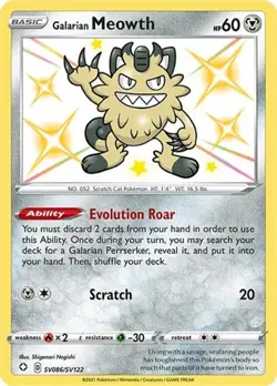 Galarian Meowth (#SV086/SV122) - Ho SWSH - Shining Fates: Shiny Vault LP Pokemon - Image 1