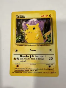 Pokemon Card 1995, 96, 98 Nintendo PIKACHU Yellow Cheeks 58/102 Base Set - Image 1