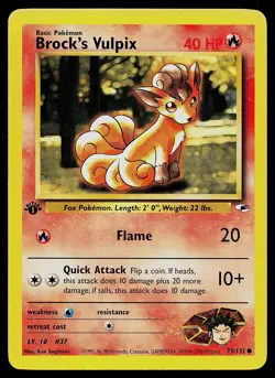 Pokemon Card - Brock's Vulpix Gym Heroes 73/132 Common 1st Edition - Image 1