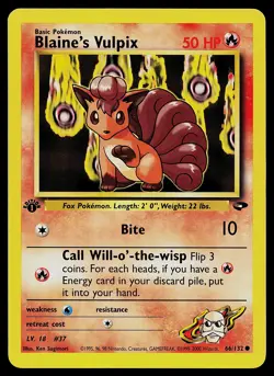 Pokemon Card - Blaine's Vulpix Gym Challenge 66/132 Common 1st Edition - Image 1
