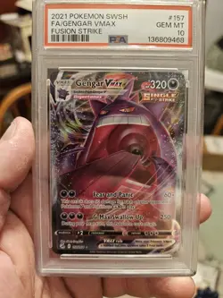 Pokemon 2021 Fusion Strike Gengar VMAX Ultra Rare Card 157/264 PSA 10 - Image 1