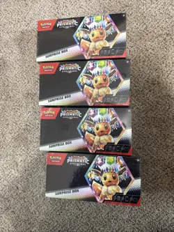 Pokemon TCG Scarlet And Violet Prismatic Evolutions Surprise Box Lot Of 4 - Image 1