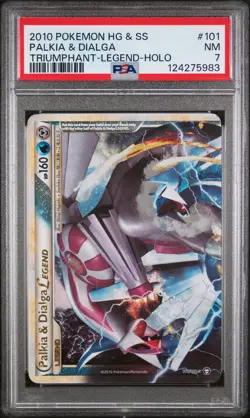 2010 Pokemon Heartgold & Soulsilver Triumphant #101 Palkia & Dialga PSA 7 - Image 1