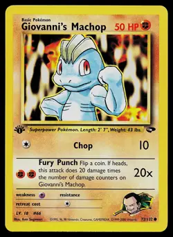 Pokemon Card - Giovanni's Machop Gym Challenge 72/132 Common 1st Edition - Image 1