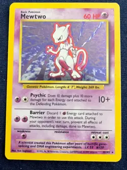 Pokemon TCG Mewtwo Base Set Unlimited Holo Rare 10/102 LP+ Great Card and Cond! - Image 1