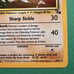 Pokemon TCG Kabutops 9/62 Fossil Set Rare Holo Vintage Card WOTC 1999 NM - Image 5
