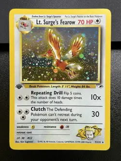 LT. SURGE'S FEAROW Pokemon Card WOTC 1st Edition Gym Heroes 7/132 HOLO NM (D) - Image 2
