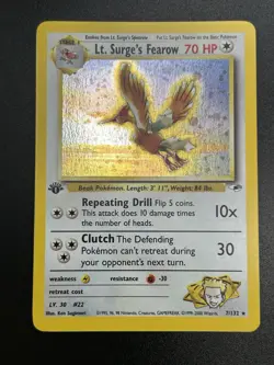 LT. SURGE'S FEAROW Pokemon Card WOTC 1st Edition Gym Heroes 7/132 HOLO NM (D) - Image 4
