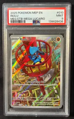 2025 POKEMON MEP EN RIOLU MEG ETB-MEGA LUCARIO #010 PROMO 💎 PSA 9 - Image 1