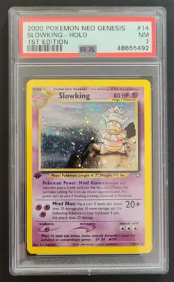 Pokemon SLOWKING 14/111 1st Edition Holo Rare Neo Genesis PSA 7 Graded NM 🍒 - Image 3