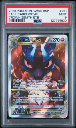2023 POKEMON SWSH BLACK STAR PROMO #291 FULL ART/LUCARIO VSTAR PSA 9 - Image 1