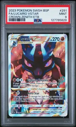 2023 POKEMON SWSH BLACK STAR PROMO #291 FULL ART/LUCARIO VSTAR PSA 9 - Image 1
