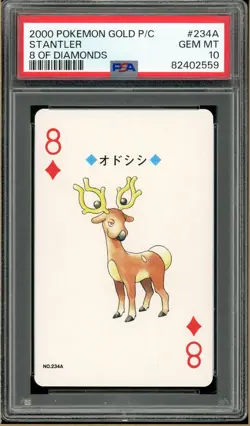 Pokemon - Stantler 8 of Diamonds, Gold Ho-oh Back Poker Deck #234A PSA 10 - Image 1